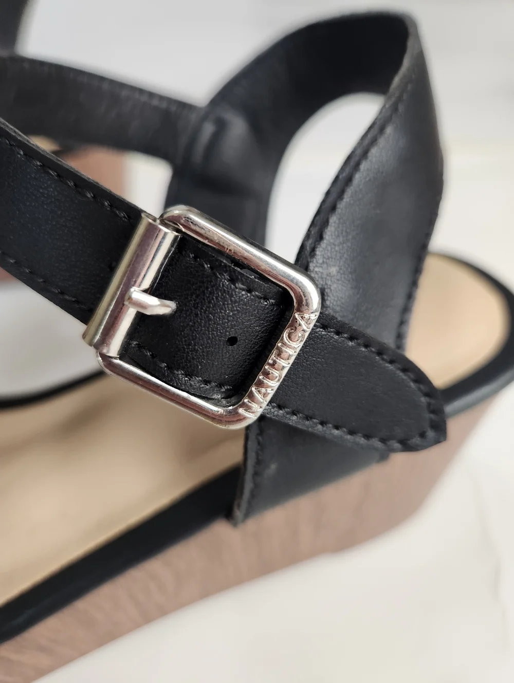 NAUTICA Danvers Black Strappy Lighweight Platform Wedge Summer Sandal  Size 6